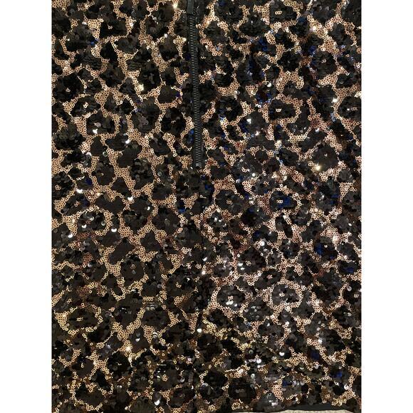 Cache’ Sequin Mini Skirt‎ Women Small Black & Gold Leopard, Animal Print Party - Picture 9 of 9
